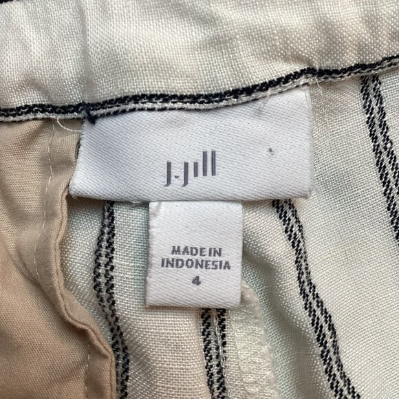 J.Jill Womens 4 Striped Linen Rayon Wide-Leg Pants Ivory & Black - Picture 9 of 11